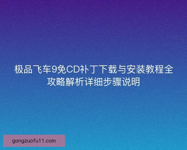 极品飞车9免CD补丁下载与安装教程全攻略解析详细步骤说明